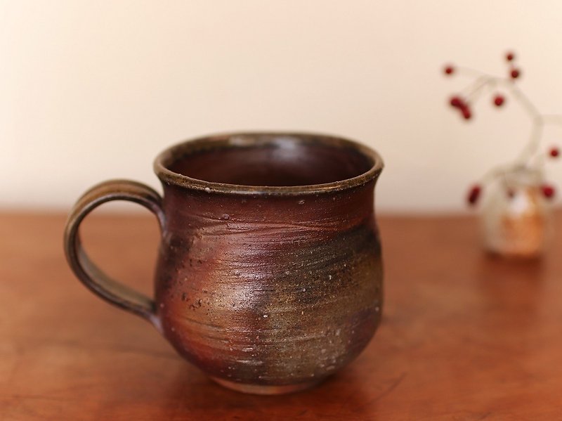 Bizen coffee cup (large) Rokuro e c 7 - 0 17 - Mugs - Pottery Brown
