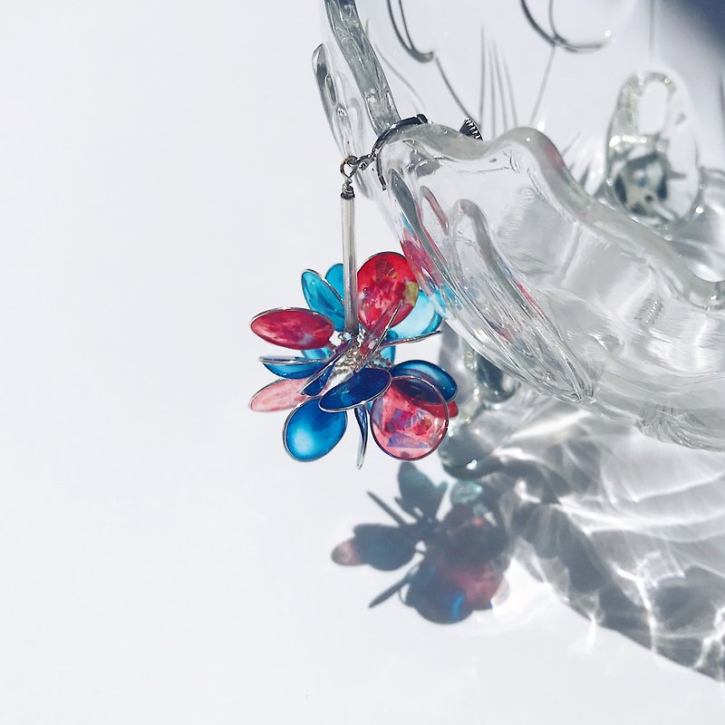 <優游>單邊造型手工設計樹脂耳環/垂吊款/earring/accessories - 耳環/耳夾 - 其他材質 藍色