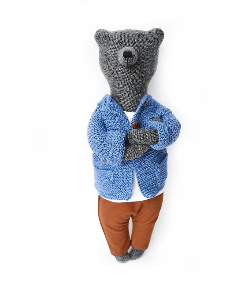 PK bears | Martin Bear 40cm I handmade fashion bear I - ตุ๊กตา - ผ้าฝ้าย/ผ้าลินิน สีน้ำเงิน