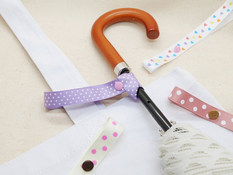Umbrella strap Lavender with white polka dots - Umbrellas & Rain Gear - Other Materials Purple