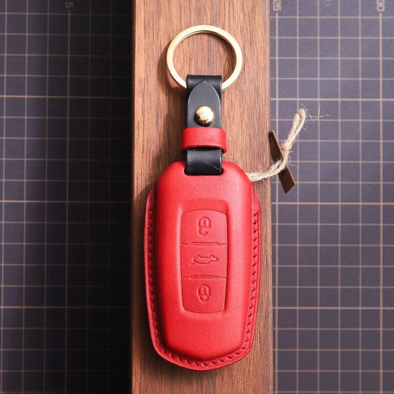 【瘋匠客製】全手工製作For Geely Auto 吉利車鑰匙皮套 車鑰匙包 - 鑰匙圈/鑰匙包 - 真皮 