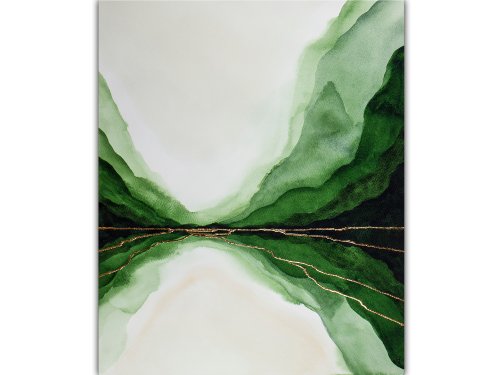 Nadya Ya Art Mountain Painting Green Mountain Original Art Abstract Watercolor Landscape