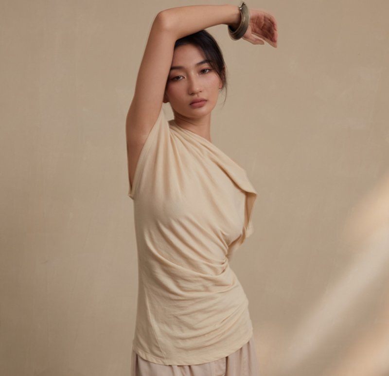 【天然棉】新中式復古 肌理感/露肩修身上衣 - 女上衣/長袖上衣 - 棉．麻 多色