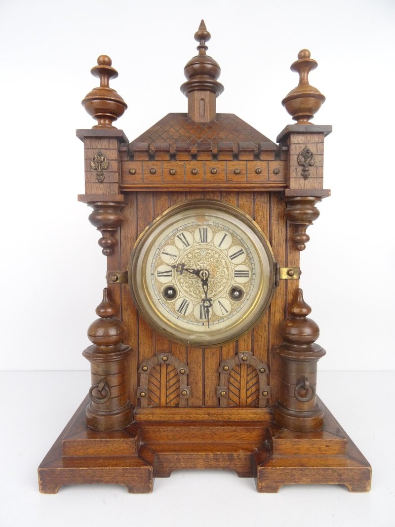German Mantel Bracket Clock Coromandel 1937 Junghans Chrome 8 day WW2 era - 時鐘/鬧鐘 - 木頭 咖啡色