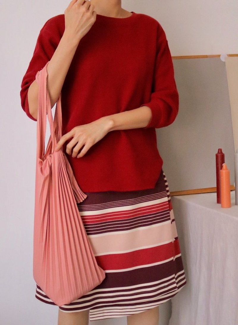 *Last opportunity*AAIJA SKIRT horizontal stripe one-line skirt - Skirts - Polyester Red