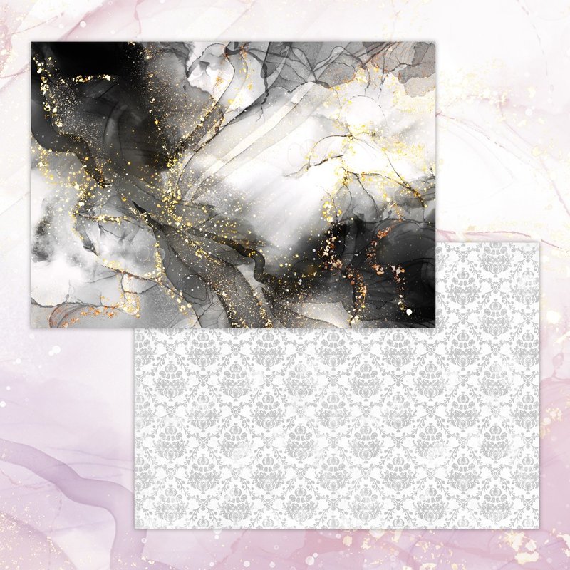 A4 August Marble Design paper Black ( 20sheets / 40sheets ) - สมุดบันทึก/สมุดปฏิทิน - กระดาษ สีดำ