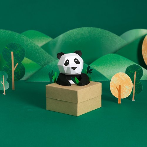 盒紙動物 BOX ANIMAL - 台灣原創紙模設計開發 Taipei Zoo 聯名-3D紙模型-DIY動手做-大貓熊小寶盒-小物收藏
