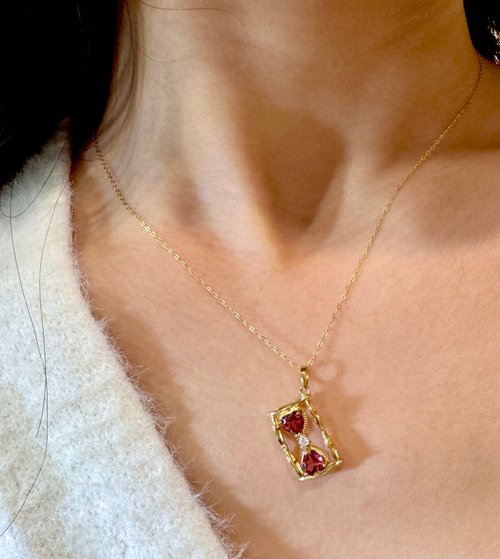nuwu jewelry 女巫彩寶 Nuwn 永恆之愛 紅石榴 項鍊 純銀 s925 鍍18k金 項鍊