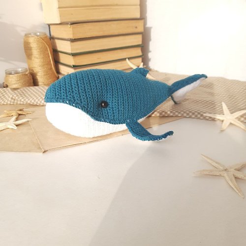 Rizhik_toys Whale soft gray sea toy nursery decor for baby. Stuffed animal wool yarn whale