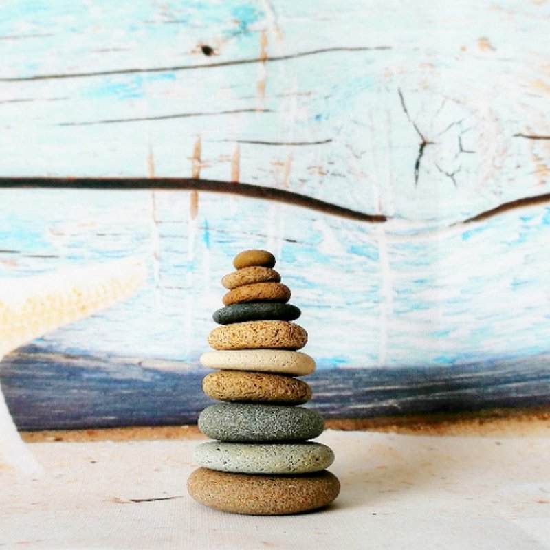 Tiny Stacked stone 古樸禪風 Meditation 海卵石 Cairn stones 禅石 Sea pebbles Stress relief - 其他 - 玻璃 咖啡色