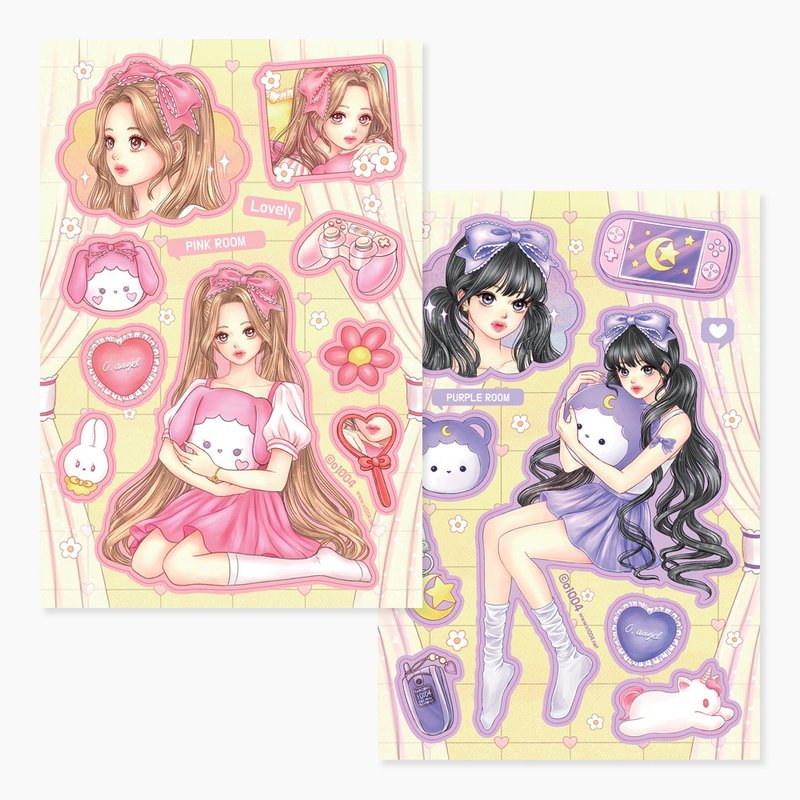 Purple, Pink Room cut sticker (2 Design) - 貼紙 - 紙 