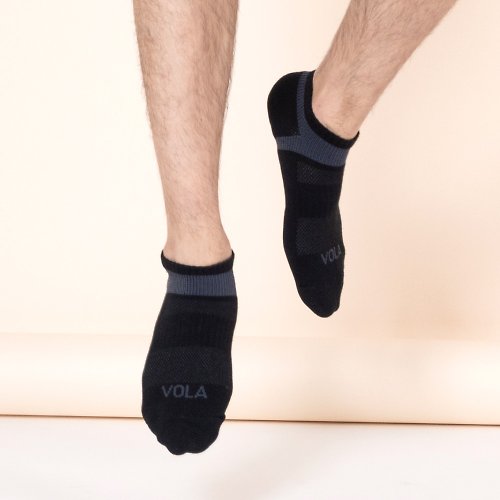 VOLA維菈文創 消臭專家 除臭足弓加壓船襪 台灣製 透氣網 機能襪 除臭襪 黑