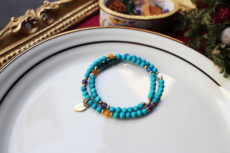 <Slow temperature natural stone series>C1062 turquoise bracelet - Bracelets - Gemstone 