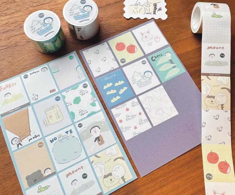 【唐小糖】Forest森シリーズ かわいいロール付箋/手帳付箋/ミシン目入り - マスキングテープ・PET テープ - 紙 多色