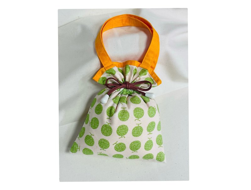 Melon drawstring pocket - กระเป๋าหูรูด - ผ้าฝ้าย/ผ้าลินิน สีเขียว