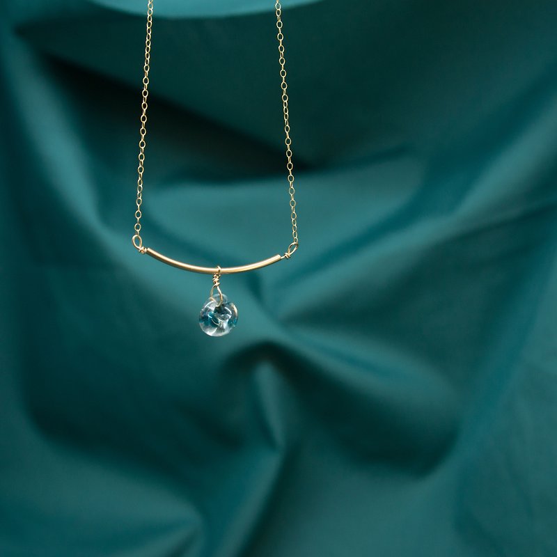 In the ornaments, swing swing | 14K gold braided necklace lake green - Necklaces - Other Metals Gold