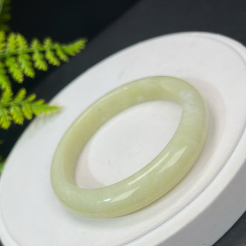 WANZAMGOK 精品 蛇紋玉手鐲 58MM 青提奶蓋 淺黃綠玉手環 古典靈韻 鎮定情緒