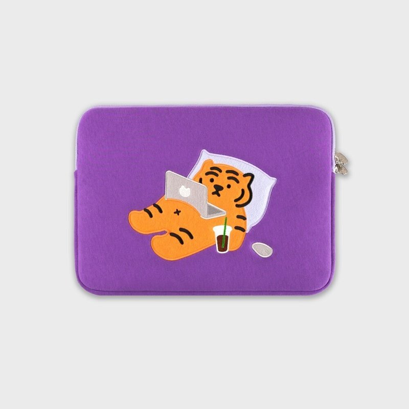 Lying Fat Tiger Stay home computer bag/laptop bag/iPad bag/storage bag - เคสแท็บเล็ต - ผ้าฝ้าย/ผ้าลินิน 