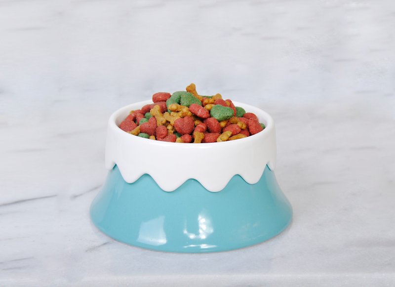 陶瓷富士山碗 寵物碗 貓狗碗 碗 寵物用品 - 寵物碗/碗架/自動餵食器 - 瓷 藍色