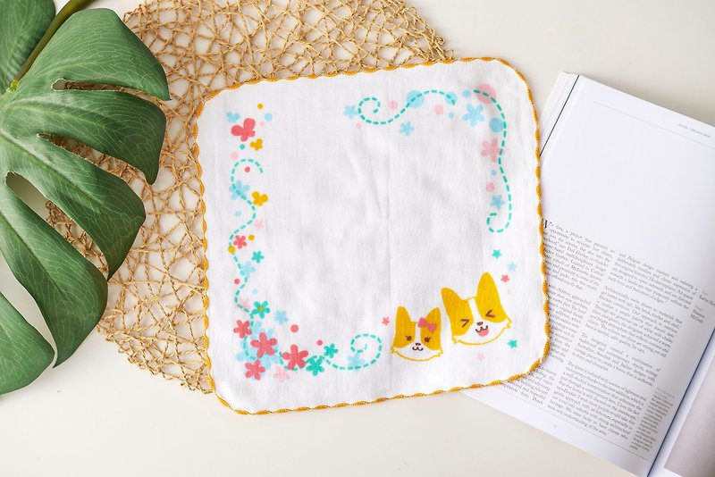 100% Cotton Design and Manufacture by MIT::Children's Square Scarf/Handkerchief (Small Lovers) - ผ้าเช็ดหน้า - ผ้าฝ้าย/ผ้าลินิน สีส้ม