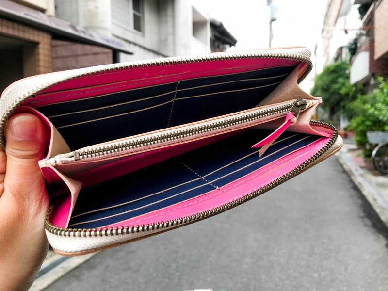 ROUND　ドキドキ大人のスパイシーピンク　ラウンドジップ 長財布　スマホもOK　RZW-PPNN-WPP-H - 錢包/皮夾/長短夾 - 真皮 粉紅色