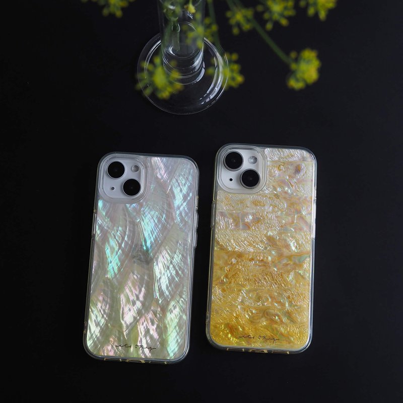 Sunny Daffodil Mother of Pearl Phone Case | Handcrafted Red Seashell - Phone Cases - Shell Yellow