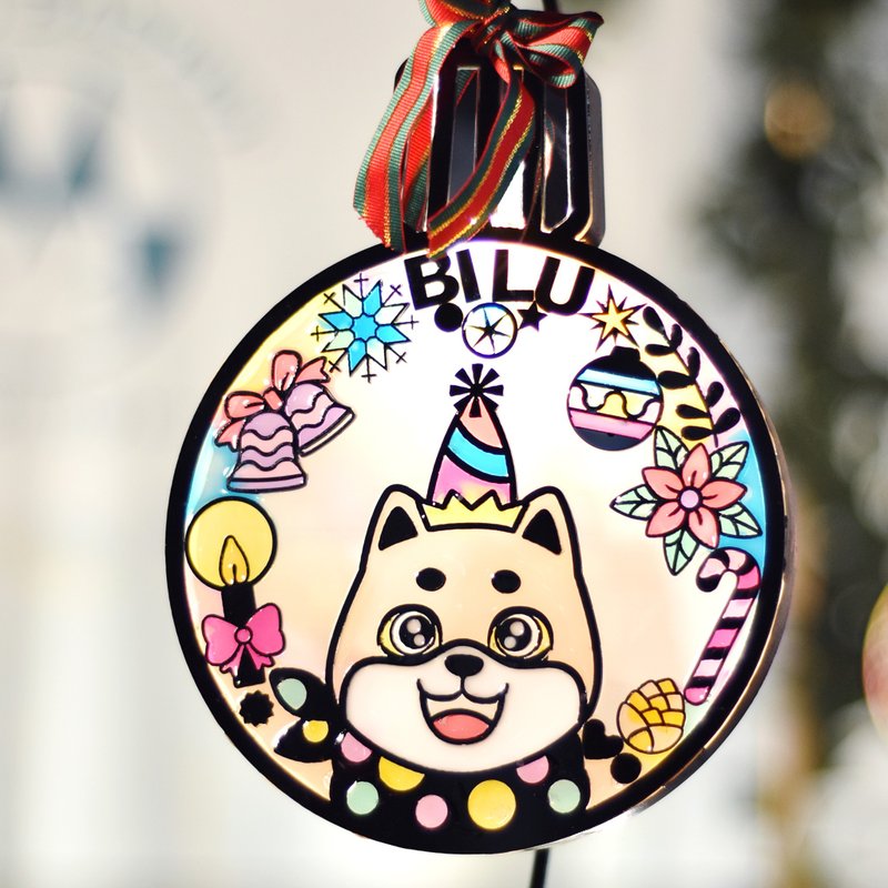 【Moko Bastet】Christmas Ball Wreath Painted Decoration shiba (Christmas Gift) - Lighting - Acrylic Multicolor