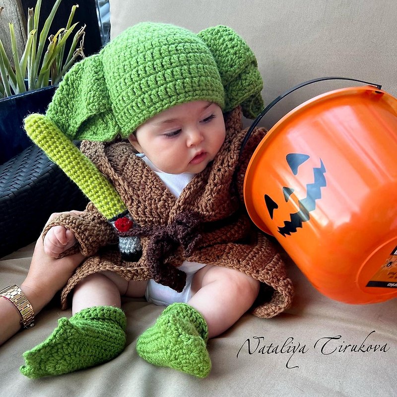Crochet Baby Yoda Outfit | Newborn Photo Prop | Baby Yoda - 其他 - 繡線 咖啡色