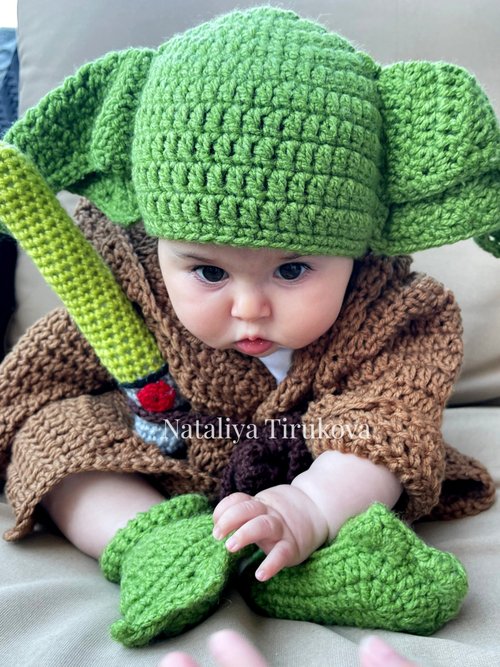 Hot Star Wars Yoda Outfits Crochet Baby Yoda Costume Newborn Baby Yoda  Photography Props Knitted Cartoon Clothing