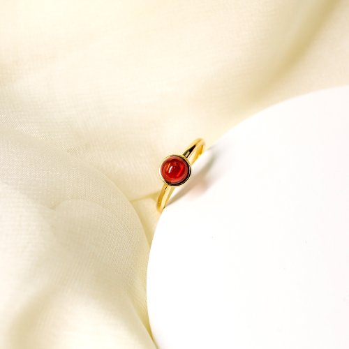 Purplemay Jewellery 【石榴石】18K金純天然石榴石疊帶戒指 - R134-1