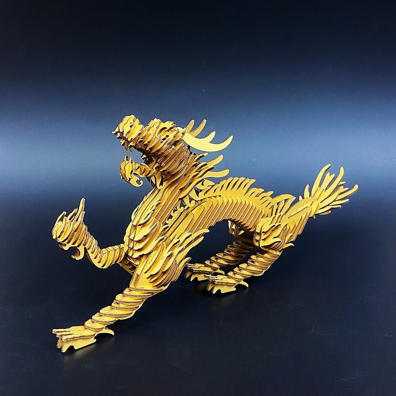 Oriental Dragon (Gold) (White) DIY Paperweight Eco-friendly Paper - งานไม้/ไม้ไผ่/ตัดกระดาษ - กระดาษ ขาว