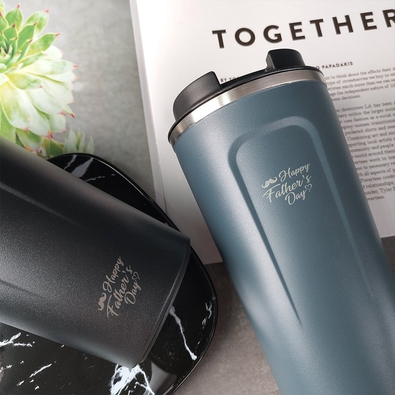 [Customized Father's Day Gift] Craftsman Carved Thermos Stainless Steel Thermos Cup Father's Day Gift - กระบอกน้ำร้อน - สแตนเลส ขาว