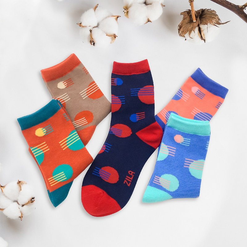Wear cotton socks with horizontal circles | 5 colors - ถุงเท้า - ผ้าฝ้าย/ผ้าลินิน หลากหลายสี