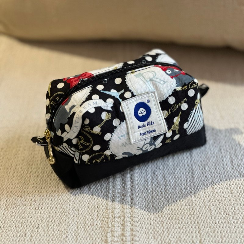 巴黎魔法小貓筆袋 化妝包 雜物收納小包 - 鉛筆盒/筆袋 - 防水材質 黑色