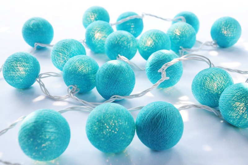 20 Turquoise Blue String Lights for Home Decoration,Party,Bedroom - โคมไฟ - ผ้าฝ้าย/ผ้าลินิน 