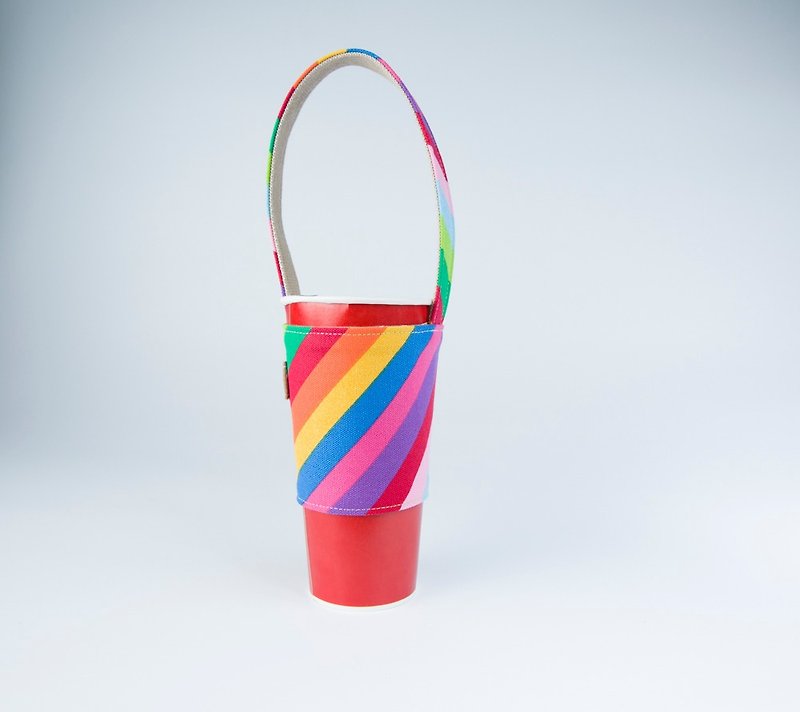 (Rainbow Sugar) Green Cup Set Drink Cup Set Drink Bag - Beverage Holders & Bags - Cotton & Hemp Multicolor