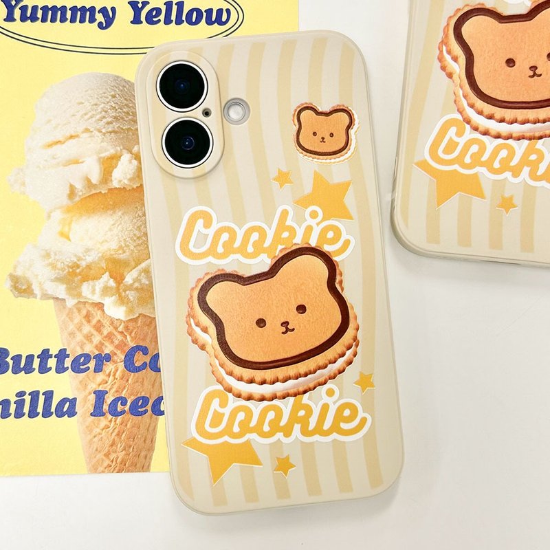 Bear cookie Beige Mobile phone case Silicone Protective Case - Phone Cases - Silicone Brown