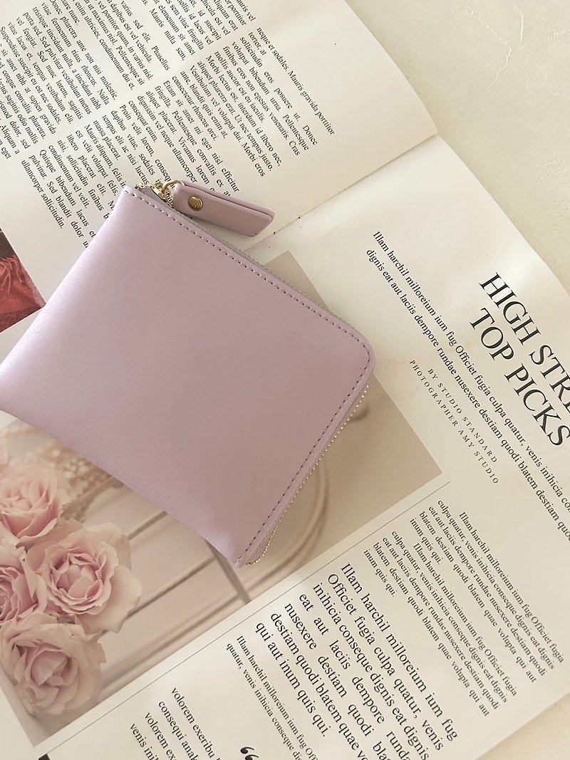 L型短夾 皮夾 零錢包 錢包 卡包 卡夾 生日 閨蜜 情人節 畢業禮物 - 銀包 - 防水材質 紫色