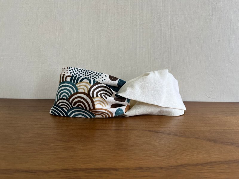 Double piece headband/earth pattern-off-white - Headbands - Cotton & Hemp White