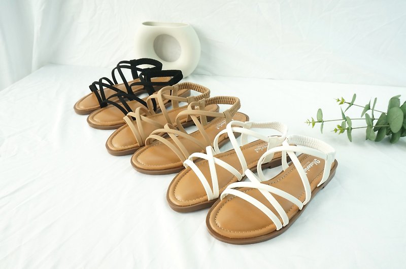Sandals MIT plus size cross strap soft Q bottom sandals TG50121 - รองเท้ารัดส้น - วัสดุอื่นๆ 