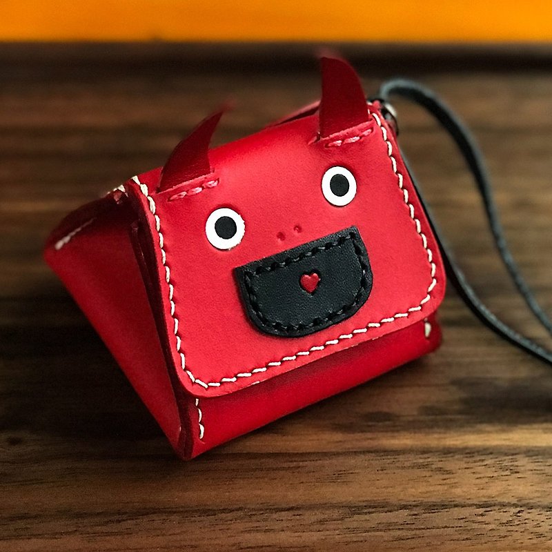 Omelette little devil dynamic tail three-dimensional purse - Coin Purses - Genuine Leather Red