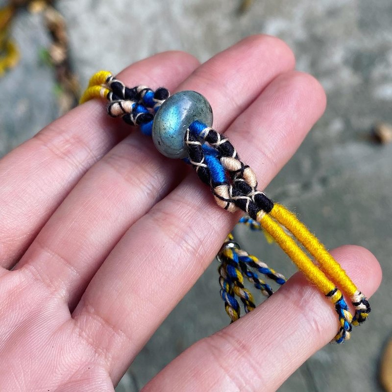 【Lost and find】Tibetan Blessing Labradorite Ninja Strap - สร้อยข้อมือ - เครื่องเพชรพลอย สีน้ำเงิน