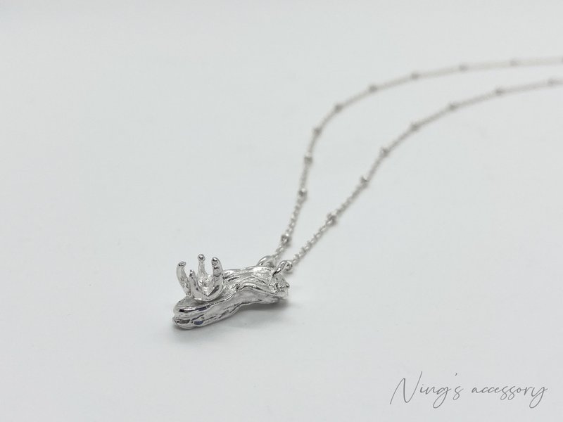 925 sterling silver sea slug necklace - สร้อยคอ - เงินแท้ สีเงิน