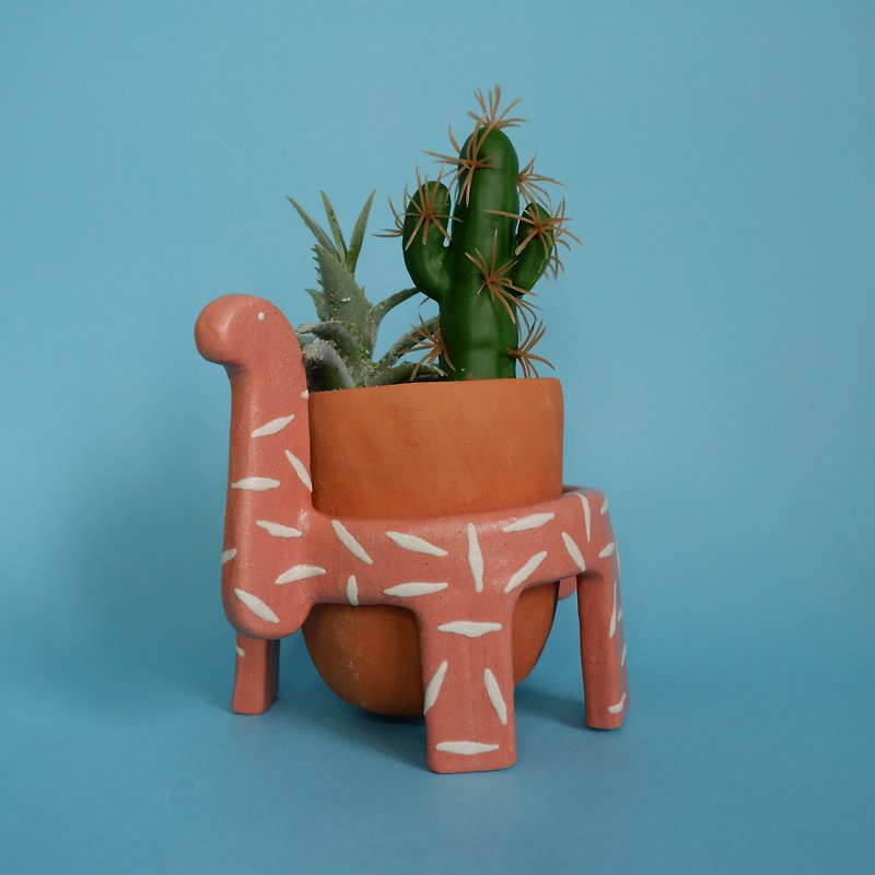 Ceramic Pot - Small Pink Zebra
