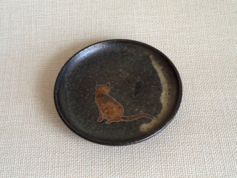 圓盤 銀彩貓c - 豉油碟/小碟/醬油碟 - 陶 黑色