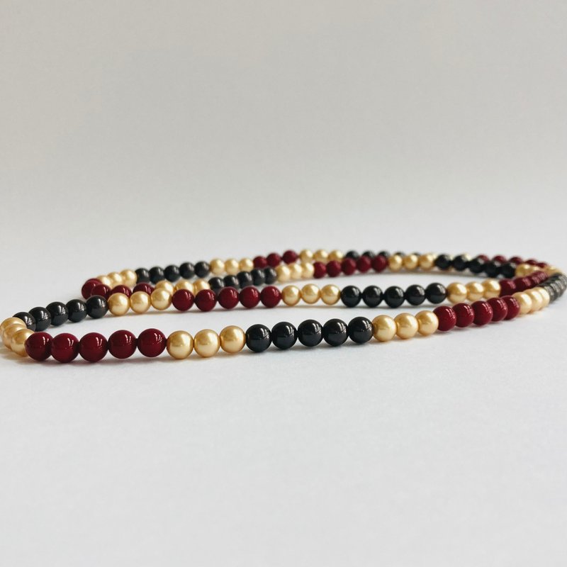 ガラスパールオペラネックレス/エンドレス加工/6mm約75cm/モダンmix/made in japan - 項鍊 - 玻璃 紅色