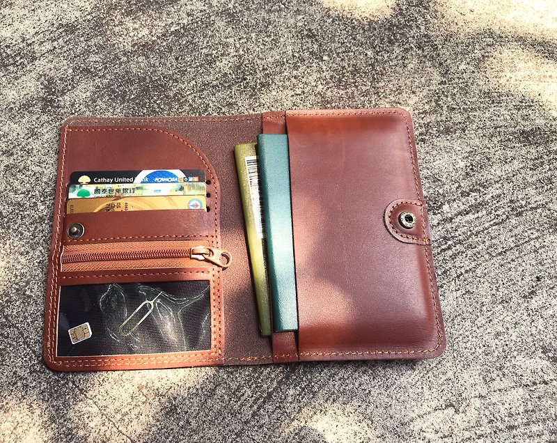 咖啡色免費刻字護照套 - 護照夾/護照套 - 真皮 咖啡色