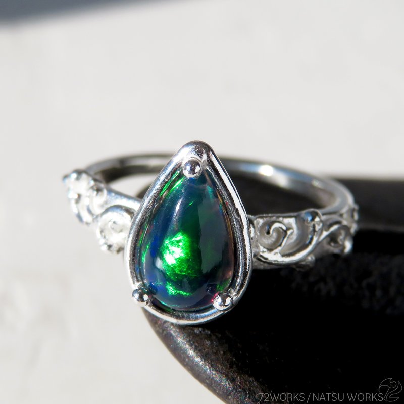 ブラックオパール リング / Ethiopian Black Opal Ring l - 戒指 - 寶石 藍色