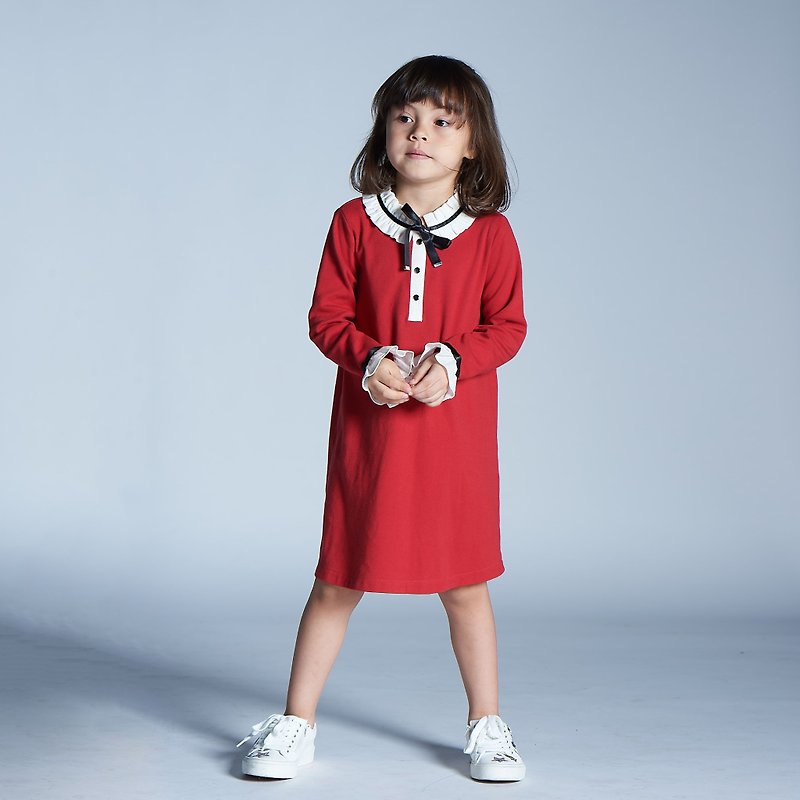 Versailles dress - ชุดเด็ก - ผ้าฝ้าย/ผ้าลินิน สีแดง