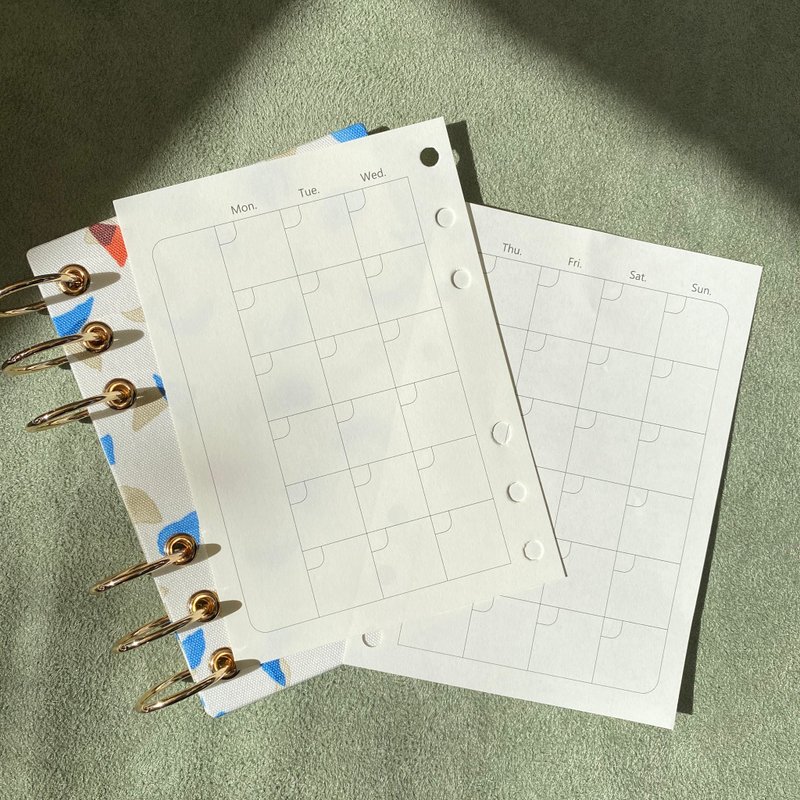A6 活頁紙(6孔) - 空白/橫線/方格/圓點/週計畫/月曆-活頁內頁 - 筆記本/手帳 - 紙 白色
